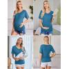 imageEkouaer 3 Pack Maternity Shirts V Neck Dolman Sleeve Side Ruched Pregnancy Tops Tunic BlouseGreenTealBlack