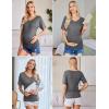 imageEkouaer 3 Pack Maternity Shirts V Neck Dolman Sleeve Side Ruched Pregnancy Tops Tunic BlouseGreyBurgundyBrick Red
