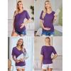 imageEkouaer 3 Pack Maternity Shirts V Neck Dolman Sleeve Side Ruched Pregnancy Tops Tunic BlousePurpleBlueBlack