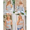 imageEkouaer 3 Pack Women Maternity Tank Tops Ruch Side Basic Shirts Summer Postpartum Tops Sleeveless Pregnancy Workout ClothesBlackBlack  White StripesBlack Floral