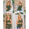 imageEkouaer 3 Pack Women Maternity Tank Tops Ruch Side Basic Shirts Summer Postpartum Tops Sleeveless Pregnancy Workout ClothesBlackLight GreyArmy Green
