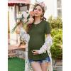 imageEkouaer 3 Pack Women Soft Maternity Shirts Ribbed Knit Pregnancy Tops Curved Hem Postpartum Tees Short Sleeve Pregnant TshirtBlackArmy GreenDark Red