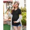 imageEkouaer 3 Pack Women Soft Maternity Shirts Ribbed Knit Pregnancy Tops Curved Hem Postpartum Tees Short Sleeve Pregnant TshirtBlackLight BlueDark Red
