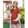 imageEkouaer 3 Pack Women Soft Maternity Shirts Ribbed Knit Pregnancy Tops Curved Hem Postpartum Tees Short Sleeve Pregnant TshirtDeep GreyCaramelDark Red