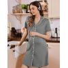 imageEkouaer Button Down Nursing Nightgown V Neck Breastfeeding Dress Short Sleeve Classic Maternity PajamasGrey