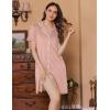 imageEkouaer Button Down Nursing Nightgown V Neck Breastfeeding Dress Short Sleeve Classic Maternity PajamasPink