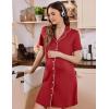 imageEkouaer Button Down Nursing Nightgown V Neck Breastfeeding Dress Short Sleeve Classic Maternity PajamasWine Red