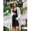 imageEkouaer Labor and Delivery Gown for Hospital Short Sleeve Maternity Nursing Dress Nightgown with Button SXXLBlack
