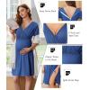 imageEkouaer Labor and Delivery Gown for Hospital Short Sleeve Maternity Nursing Dress Nightgown with Button SXXLGrey Blue