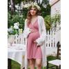 imageEkouaer Labor and Delivery Gown for Hospital Short Sleeve Maternity Nursing Dress Nightgown with Button SXXLGrey Purple