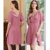 imageEkouaer Labor and Delivery Gown for Hospital Short Sleeve Maternity Nursing Dress Nightgown with Button SXXLGrey Purple