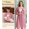 imageEkouaer Labor and Delivery Gown for Hospital Short Sleeve Maternity Nursing Dress Nightgown with Button SXXLGrey Purple