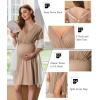 imageEkouaer Labor and Delivery Gown for Hospital Short Sleeve Maternity Nursing Dress Nightgown with Button SXXLKhaki