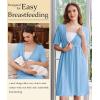imageEkouaer Labor and Delivery Gown for Hospital Short Sleeve Maternity Nursing Dress Nightgown with Button SXXLLake Blue