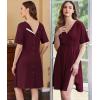 imageEkouaer Labor and Delivery Gown for Hospital Short Sleeve Maternity Nursing Dress Nightgown with Button SXXLMaroon