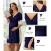 imageEkouaer Labor and Delivery Gown for Hospital Short Sleeve Maternity Nursing Dress Nightgown with Button SXXLNavy Blue