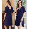 imageEkouaer Labor and Delivery Gown for Hospital Short Sleeve Maternity Nursing Dress Nightgown with Button SXXLNavy Blue
