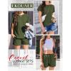 imageEkouaer Lounge Sets for Women Textured 2 Piece Shorts Set Cozy Summer Outfits Casual Loungewear Short Sleeve SweatsuitsArmy Green