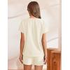 imageEkouaer Lounge Sets for Women Textured 2 Piece Shorts Set Cozy Summer Outfits Casual Loungewear Short Sleeve SweatsuitsBeige
