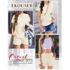 imageEkouaer Lounge Sets for Women Textured 2 Piece Shorts Set Cozy Summer Outfits Casual Loungewear Short Sleeve SweatsuitsBeige