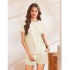 imageEkouaer Lounge Sets for Women Textured 2 Piece Shorts Set Cozy Summer Outfits Casual Loungewear Short Sleeve SweatsuitsBeige