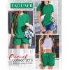 imageEkouaer Lounge Sets for Women Textured 2 Piece Shorts Set Cozy Summer Outfits Casual Loungewear Short Sleeve SweatsuitsBright Green