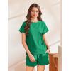 imageEkouaer Lounge Sets for Women Textured 2 Piece Shorts Set Cozy Summer Outfits Casual Loungewear Short Sleeve SweatsuitsBright Green