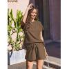 imageEkouaer Lounge Sets for Women Textured 2 Piece Shorts Set Cozy Summer Outfits Casual Loungewear Short Sleeve SweatsuitsBrown