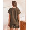 imageEkouaer Lounge Sets for Women Textured 2 Piece Shorts Set Cozy Summer Outfits Casual Loungewear Short Sleeve SweatsuitsBrown