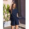 imageEkouaer Lounge Sets for Women Textured 2 Piece Shorts Set Cozy Summer Outfits Casual Loungewear Short Sleeve SweatsuitsDark Blue