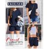 imageEkouaer Lounge Sets for Women Textured 2 Piece Shorts Set Cozy Summer Outfits Casual Loungewear Short Sleeve SweatsuitsDark Blue
