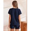 imageEkouaer Lounge Sets for Women Textured 2 Piece Shorts Set Cozy Summer Outfits Casual Loungewear Short Sleeve SweatsuitsDark Blue