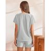 imageEkouaer Lounge Sets for Women Textured 2 Piece Shorts Set Cozy Summer Outfits Casual Loungewear Short Sleeve SweatsuitsGrey