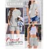 imageEkouaer Lounge Sets for Women Textured 2 Piece Shorts Set Cozy Summer Outfits Casual Loungewear Short Sleeve SweatsuitsGrey