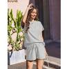 imageEkouaer Lounge Sets for Women Textured 2 Piece Shorts Set Cozy Summer Outfits Casual Loungewear Short Sleeve SweatsuitsGrey