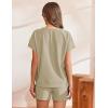 imageEkouaer Lounge Sets for Women Textured 2 Piece Shorts Set Cozy Summer Outfits Casual Loungewear Short Sleeve SweatsuitsKhaki