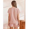 imageEkouaer Lounge Sets for Women Textured 2 Piece Shorts Set Cozy Summer Outfits Casual Loungewear Short Sleeve SweatsuitsPink