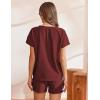 imageEkouaer Lounge Sets for Women Textured 2 Piece Shorts Set Cozy Summer Outfits Casual Loungewear Short Sleeve SweatsuitsWine Red