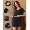 imageEkouaer Maternity Sets 2 Piece Outfits Flowing Short Sleeve V Neck Postpartum Pregnancy Pajamas ClothesBlack