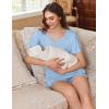 imageEkouaer Maternity Sets 2 Piece Outfits Flowing Short Sleeve V Neck Postpartum Pregnancy Pajamas ClothesBlue