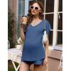 imageEkouaer Maternity Sets 2 Piece Outfits Flowing Short Sleeve V Neck Postpartum Pregnancy Pajamas ClothesDark Blue