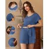 imageEkouaer Maternity Sets 2 Piece Outfits Flowing Short Sleeve V Neck Postpartum Pregnancy Pajamas ClothesDark Blue