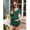 imageEkouaer Maternity Sets 2 Piece Outfits Flowing Short Sleeve V Neck Postpartum Pregnancy Pajamas ClothesDark Green