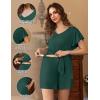 imageEkouaer Maternity Sets 2 Piece Outfits Flowing Short Sleeve V Neck Postpartum Pregnancy Pajamas ClothesDark Green