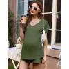 imageEkouaer Maternity Sets 2 Piece Outfits Flowing Short Sleeve V Neck Postpartum Pregnancy Pajamas ClothesGreen
