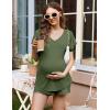 imageEkouaer Maternity Sets 2 Piece Outfits Flowing Short Sleeve V Neck Postpartum Pregnancy Pajamas ClothesGreen