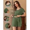 imageEkouaer Maternity Sets 2 Piece Outfits Flowing Short Sleeve V Neck Postpartum Pregnancy Pajamas ClothesGreen