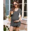 imageEkouaer Maternity Sets 2 Piece Outfits Flowing Short Sleeve V Neck Postpartum Pregnancy Pajamas ClothesGrey