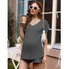 imageEkouaer Maternity Sets 2 Piece Outfits Flowing Short Sleeve V Neck Postpartum Pregnancy Pajamas ClothesGrey