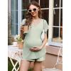 imageEkouaer Maternity Sets 2 Piece Outfits Flowing Short Sleeve V Neck Postpartum Pregnancy Pajamas ClothesSage Green
